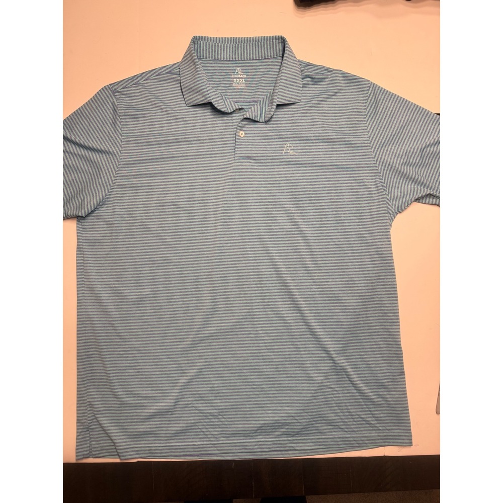 Rhoback Mens XXXL Blue Teal Striped Performance Golf Polo Shirt Short Sleeve
